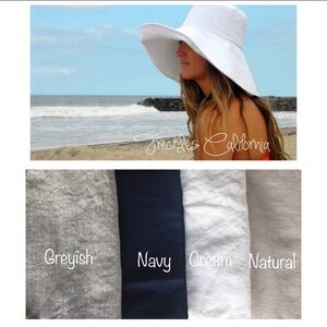 Lux Gray Wide Brim Sun Hat Linen